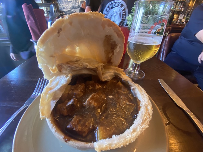 Pie and a beer is a must at a Pub in St Andrews