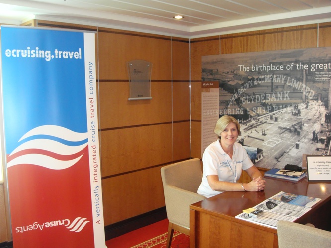 Karen at work on QM2